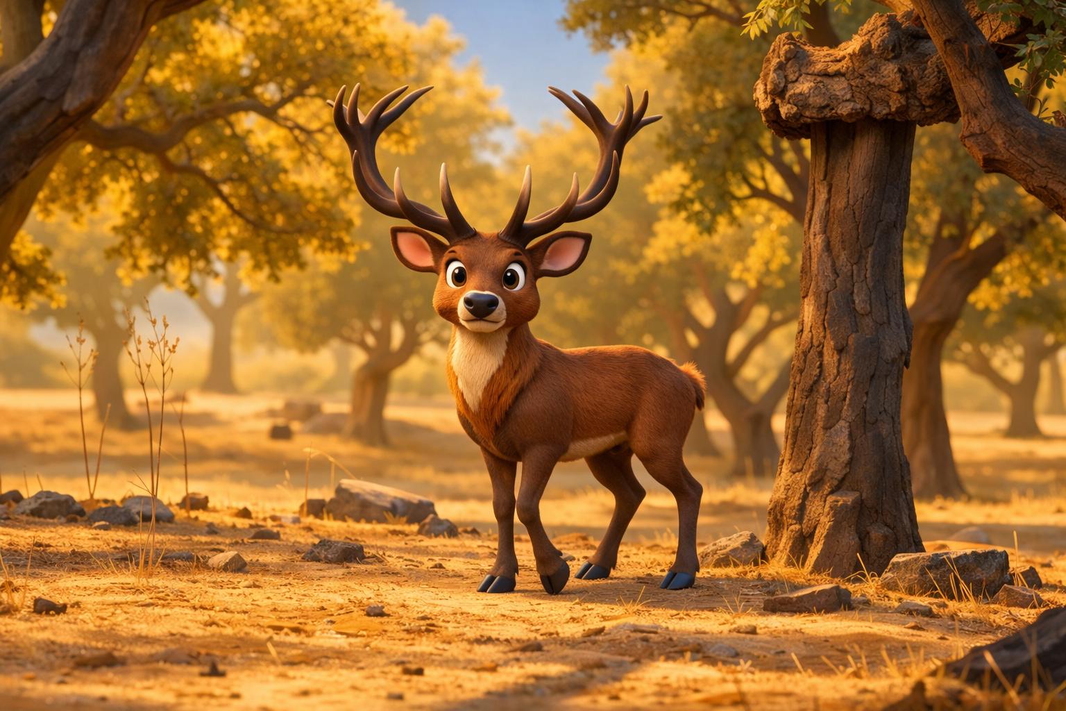 Ciervo alegre en el bosque