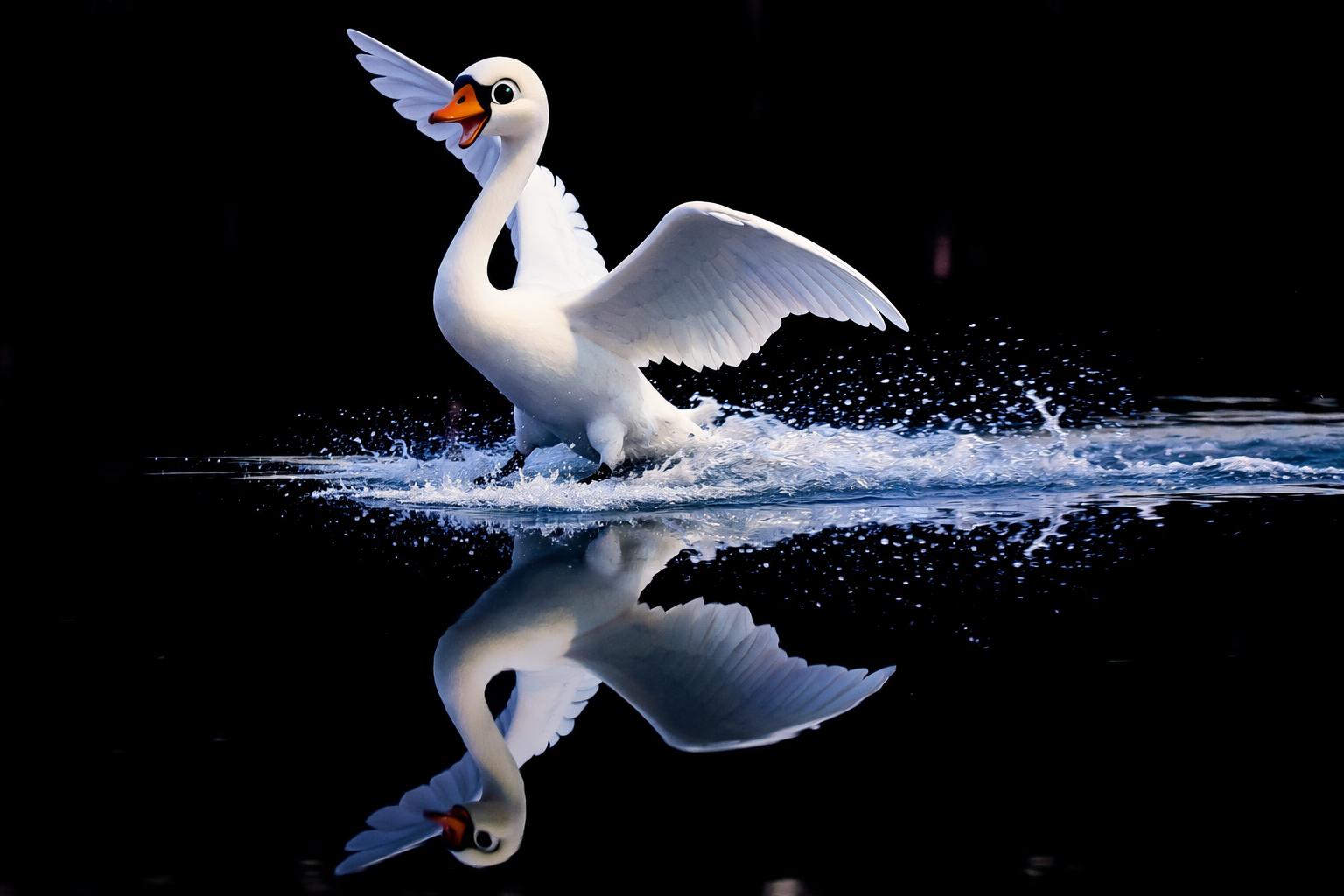 fotografía de Cisne blanco divertido