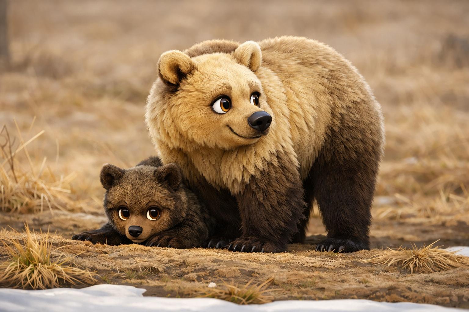 fotografía de Cartoon - Oso pardo y su osezno